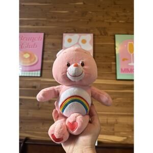 Care Bears Cheer Bear Plush Pink Rainbow Tummy Stuffed Animal 10 inch 2003